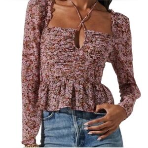 ASTR The Label Floral Pink Blouse NWOT